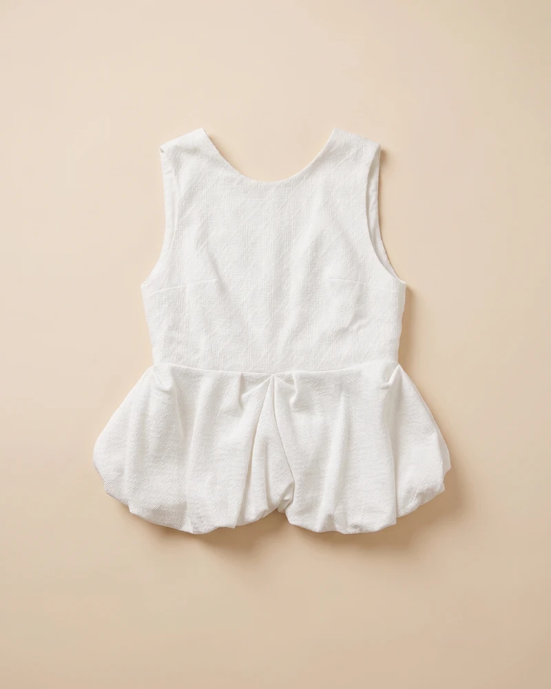 blusa balonê branca texturizada