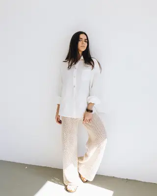 calça tricô cru