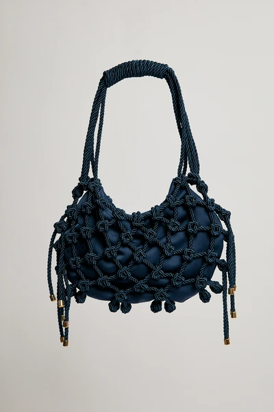 Bolsa Macramê Baguette Carol - Azul Marinho