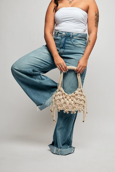 Bolsa Macramê Baguette Carol - Off White