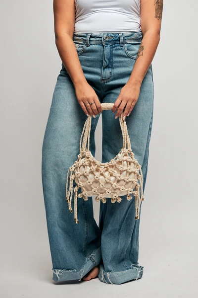 Bolsa Macramê Baguette Carol - Off White