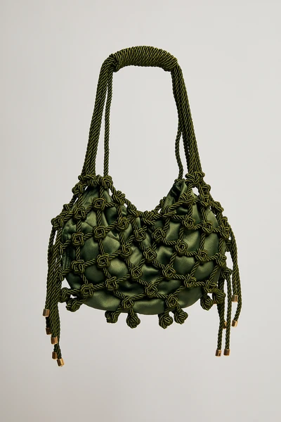 Bolsa Macramê Baguette Carol - Verde Militar