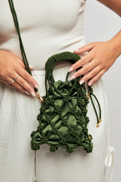 Bolsa Macramê Yara - Verde Militar