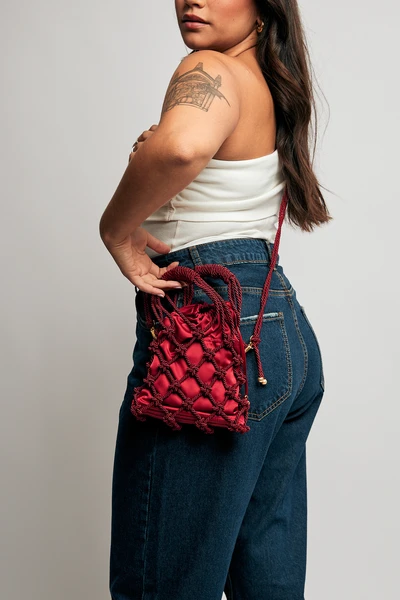 Bolsa Macramê Yara - Vinho