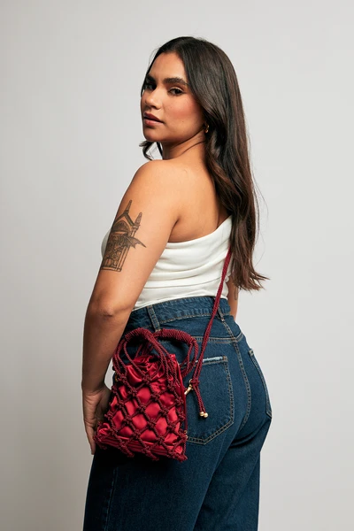 Bolsa Macramê Yara - Vinho