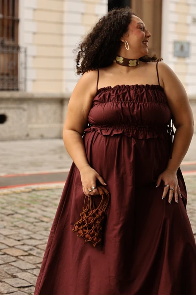 Bolsa  macramê Yara marrom