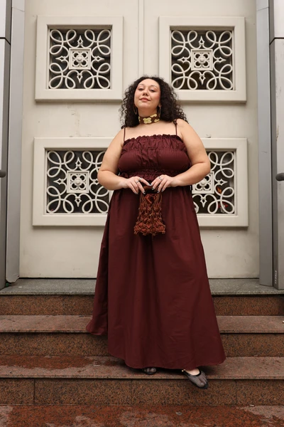 Bolsa  macramê Yara marrom
