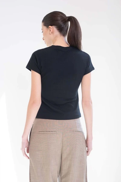 blusa transpassada algodão preta [Blusa Gia]