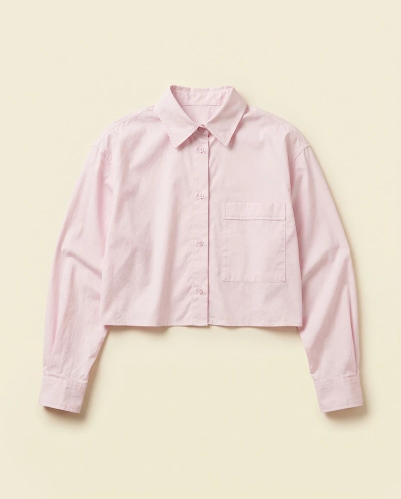 camisa curta rosa bebê