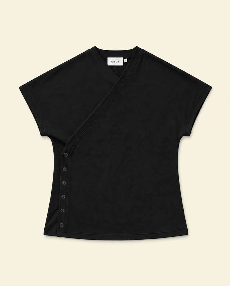 blusa transpassada algodão preta [Blusa Gia]