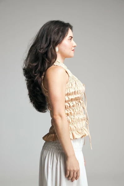 blusa lastex gola canoa caqui