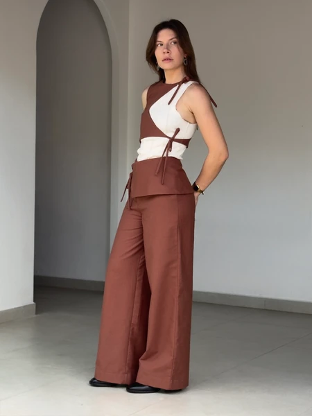 Pantalona Nonna Marrom Rosado