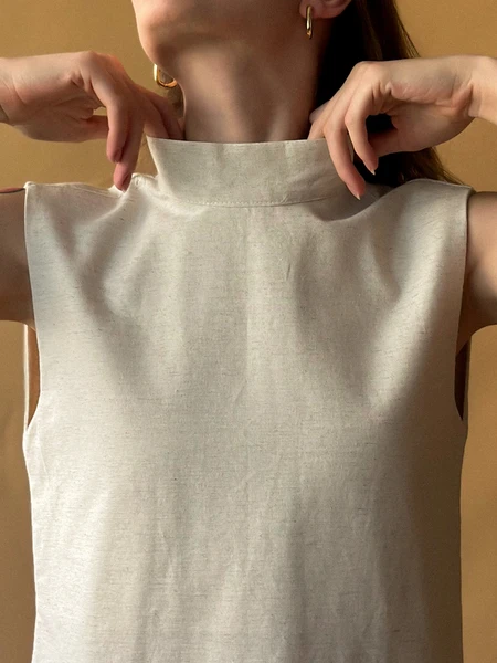 vestido coluna linho natural cru