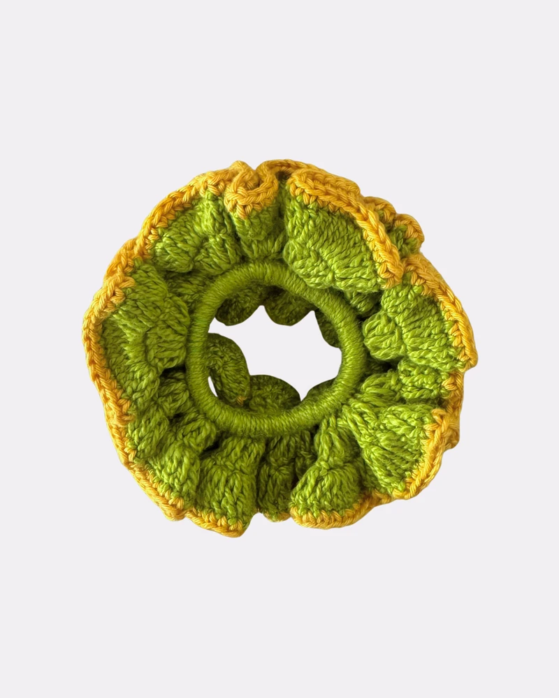 Scrunchie Crochê Contraste Pistache