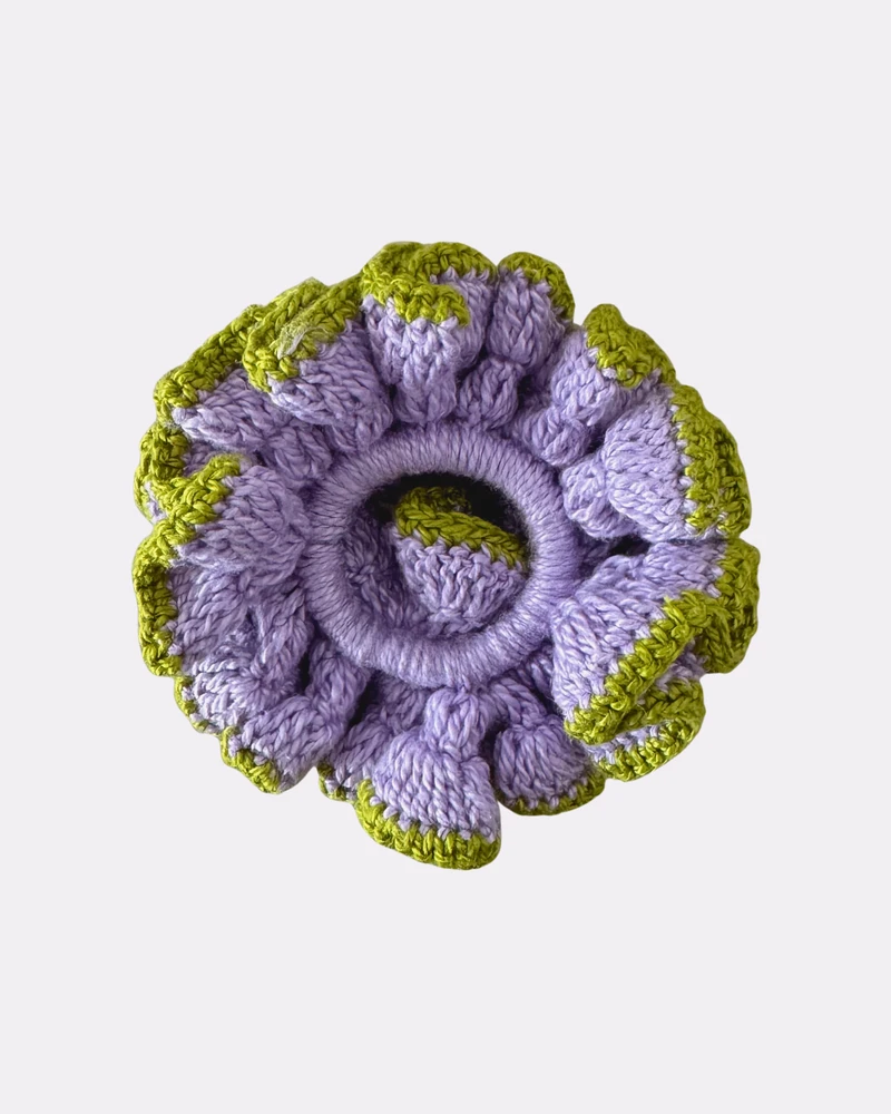 Scrunchie Crochê Contraste Lilás