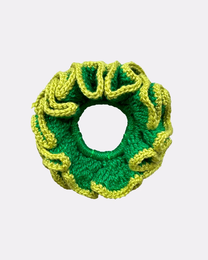 Scrunchie Crochê Contraste Verde