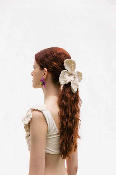 Scrunchie Crochê Flor